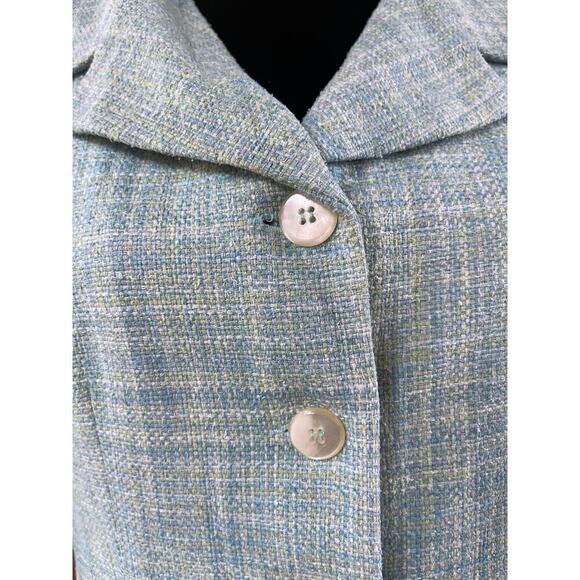 Neiman Marcus Women's Vintage Blue Green Tweed Jacket Size 10 - Picture 6 of 8